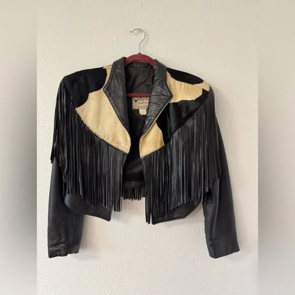 Continental Leather Fashions Leather Cowhide Fringe Jacket, Size Medium - Picture 14 of 14